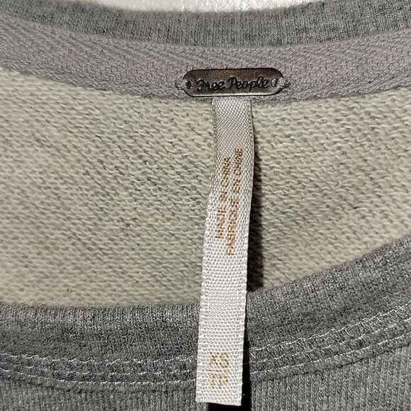 Free People French Terry Off the Shoulder Stadium Sweatshirt XS Grey 100 Cotton - Picture 5 of 8